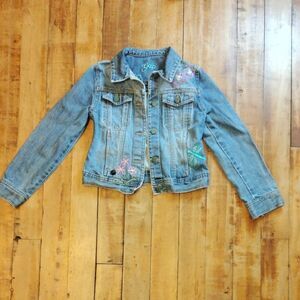 Gap Jean Jacket Medium Girls Embroidered Cotton easter spring Denim